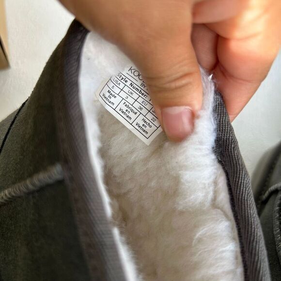 Koolaburra by UGG Short Gray Suede Boots Size 5 Women’s Shearling Lined with Box - Picture 3 of 9